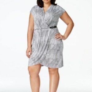 MICHAEL Michael Kors Serpent Print Faux-Wrap Dress, Plus Size  2X